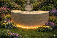 Modern Curved LED Water Fountain  Minimal Garden Luxury