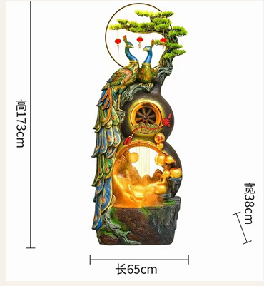 Luxury Peacock Wheel Waterfall Fountain